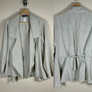 Moonlight Y & S Open front 100% Linen Cream Blazer Lagenlook made in USA Medium